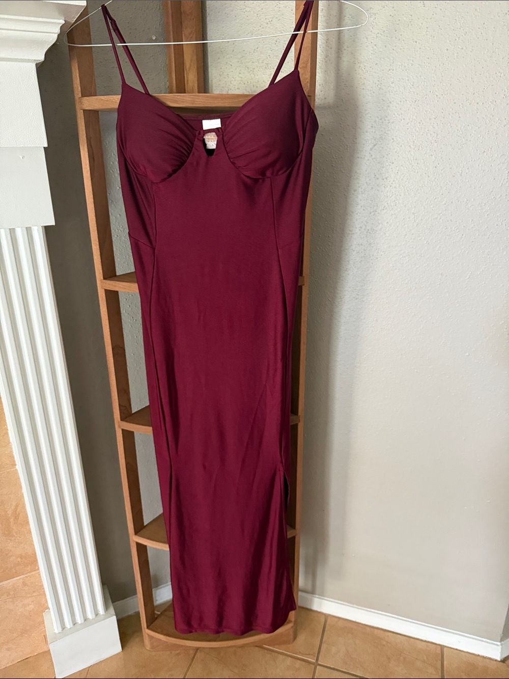 Spaghetti-Strap Maxi Dress in Burgundy